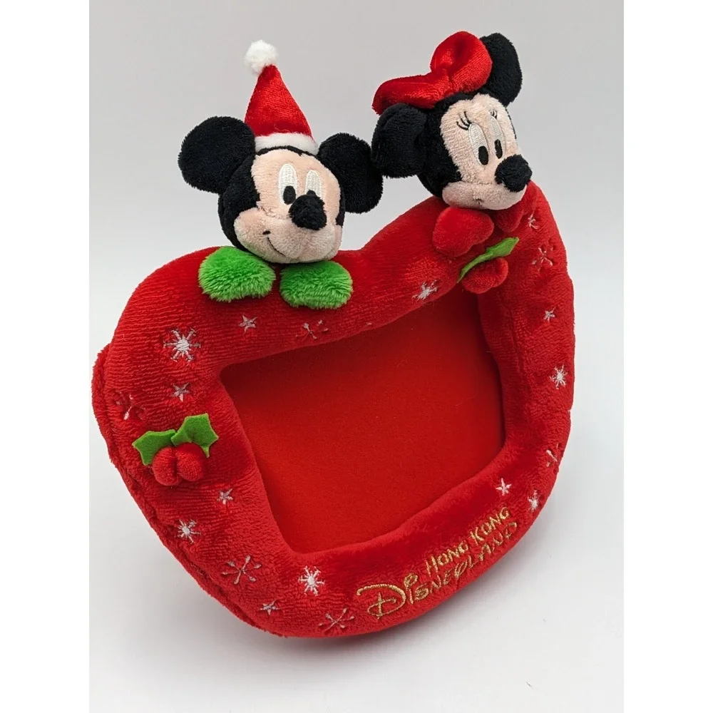 Disneyland Hong Kong Christmas Plush Picture Frame‎ Mickey Minnie Snowflakes 8